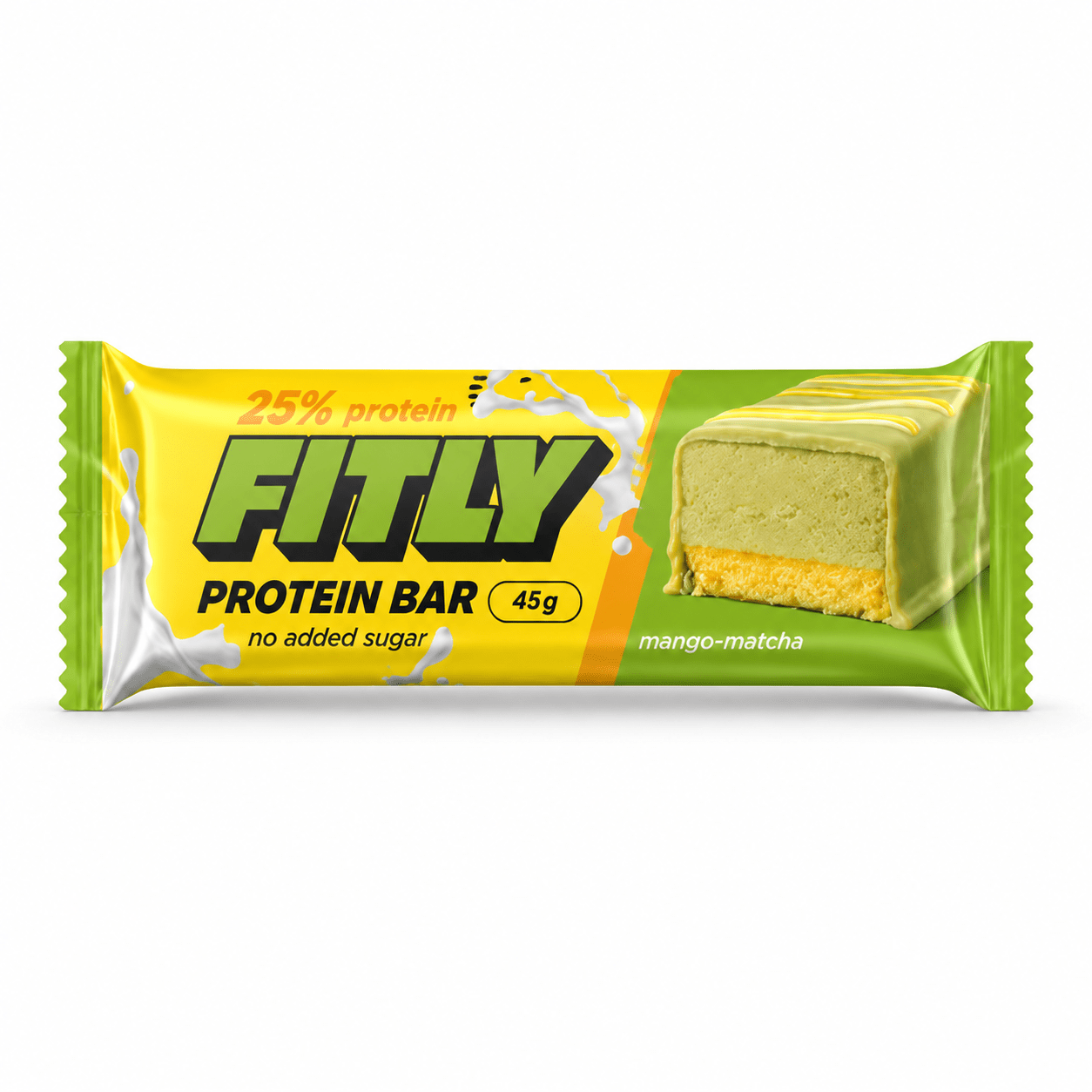 Протеїновий батончик Fitly Protein Bar 25% No Added Sugar, 45 грам - Манго-матча