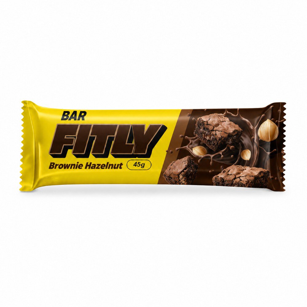 Вуглеводний батончик Fitly Bar No Added Sugar, 45 грам - Брауні-фундук