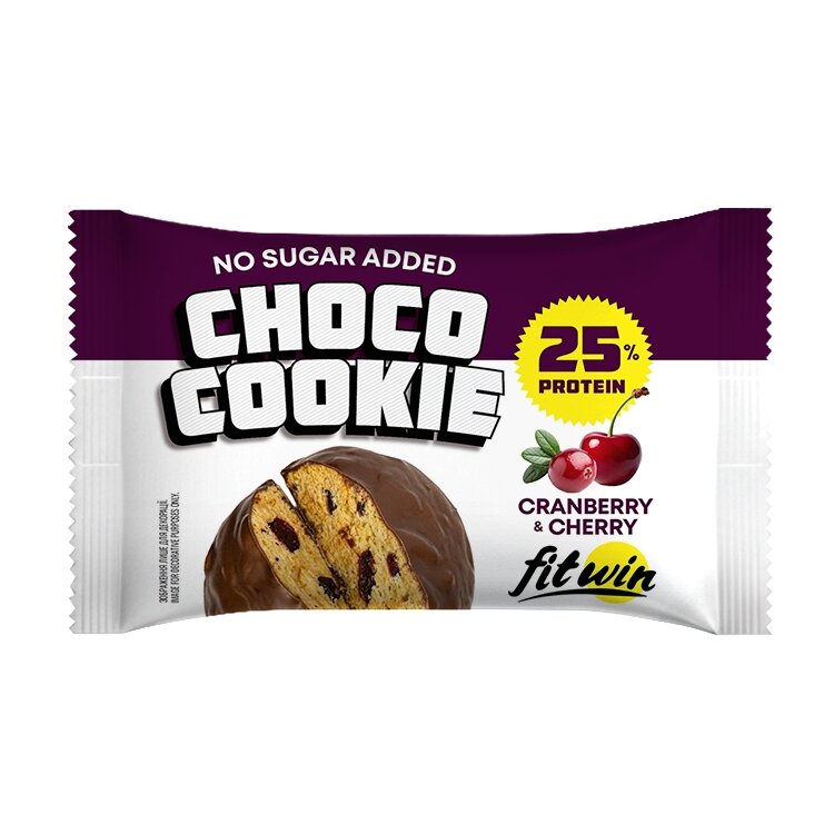 Протеїнове печиво FitWin Protein Cookie 25% Glazed, 40 грамів - Вишня-журавлина