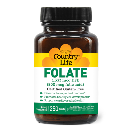 Вітаміни та мінерали Country Life Folic Acid, 250 таблеток
