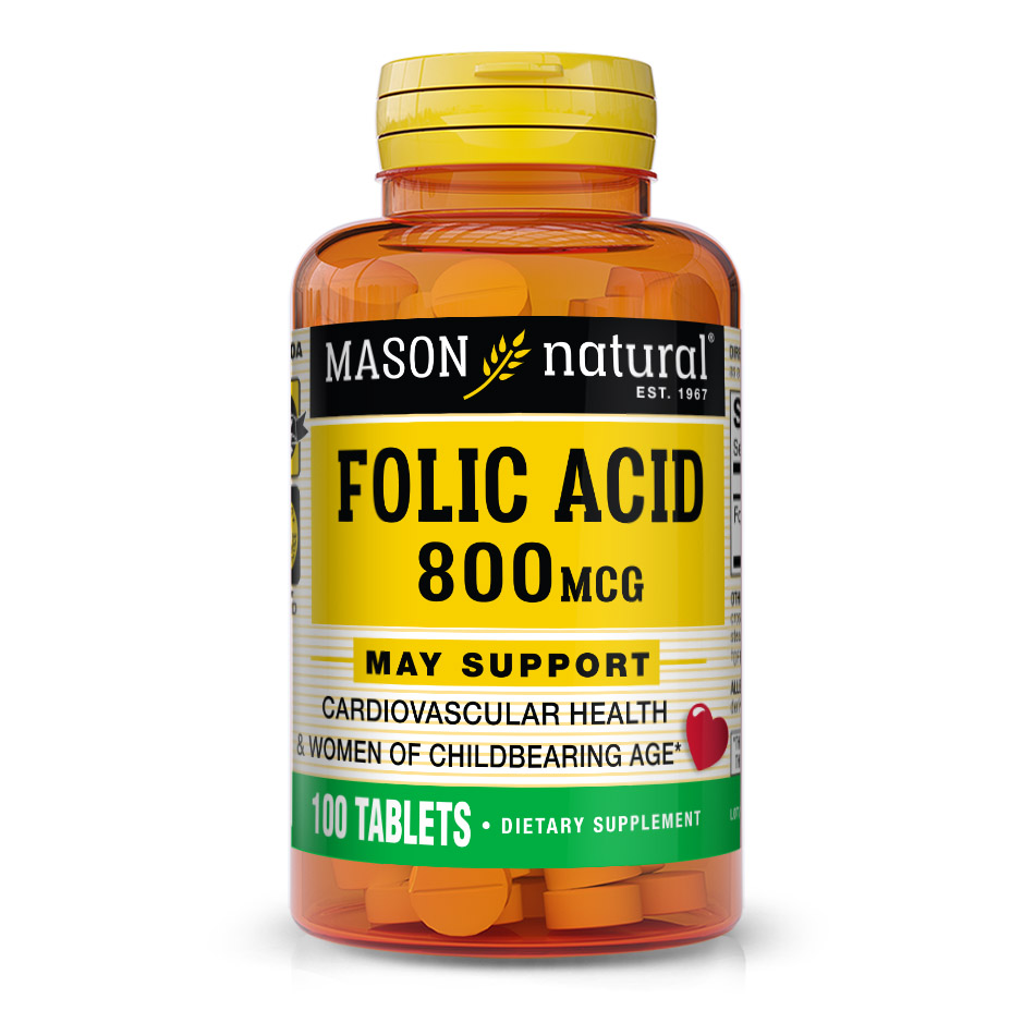 Вітаміни та мінерали Mason Natural Folic Acid 800 mcg, 100 таблеток