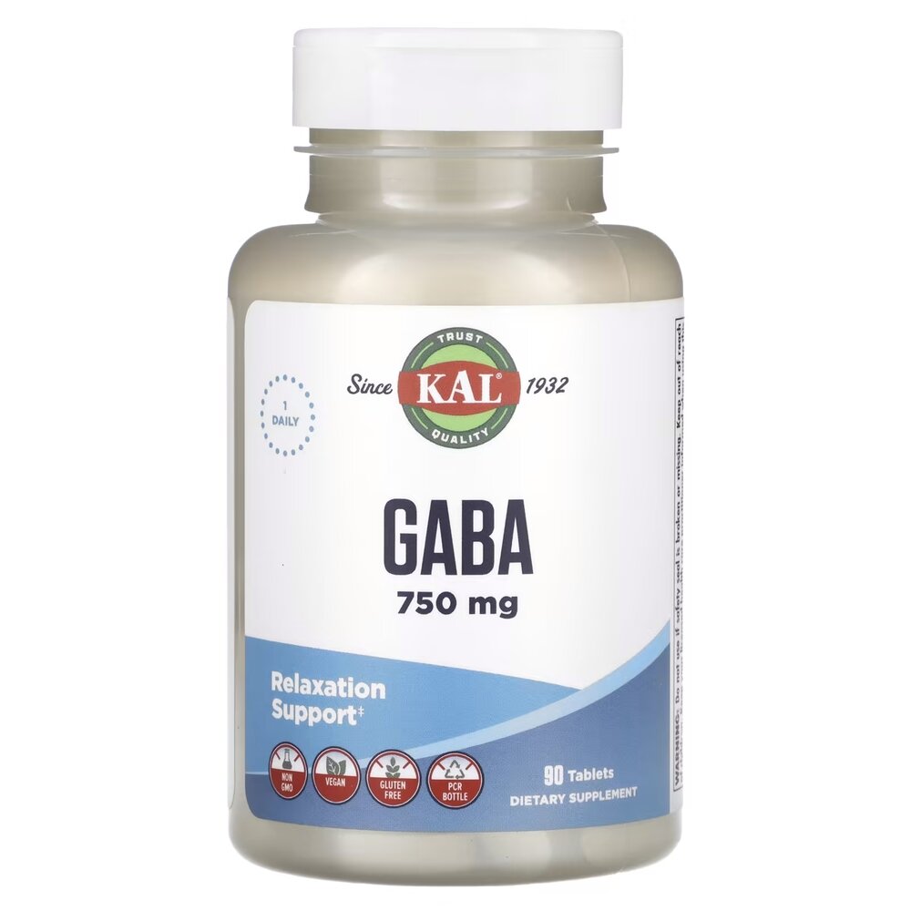 Гамма-аміномасляна кислота KAL GABA 750 mg, 90 таблеток для підтримки нервової системи