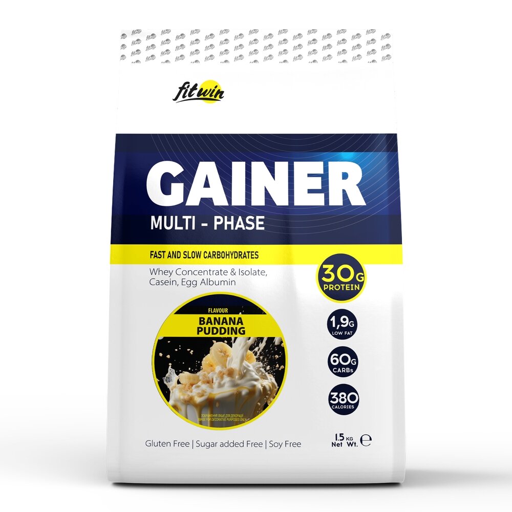 Гейнер FitWin Gainer Multi-Phase, 1.5 кг - Банановий пудинг