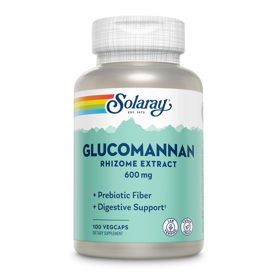 Глюкоманнан з конжаку Solaray Glucomannan Rhizome Extract 600 mg, 100 вегакапсул