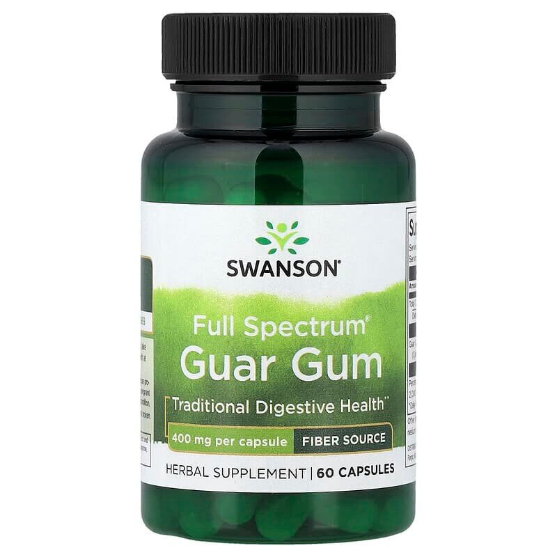 Гуарова камедь Swanson Guar Gum 400 mg Full Spectrum, 60 капсул