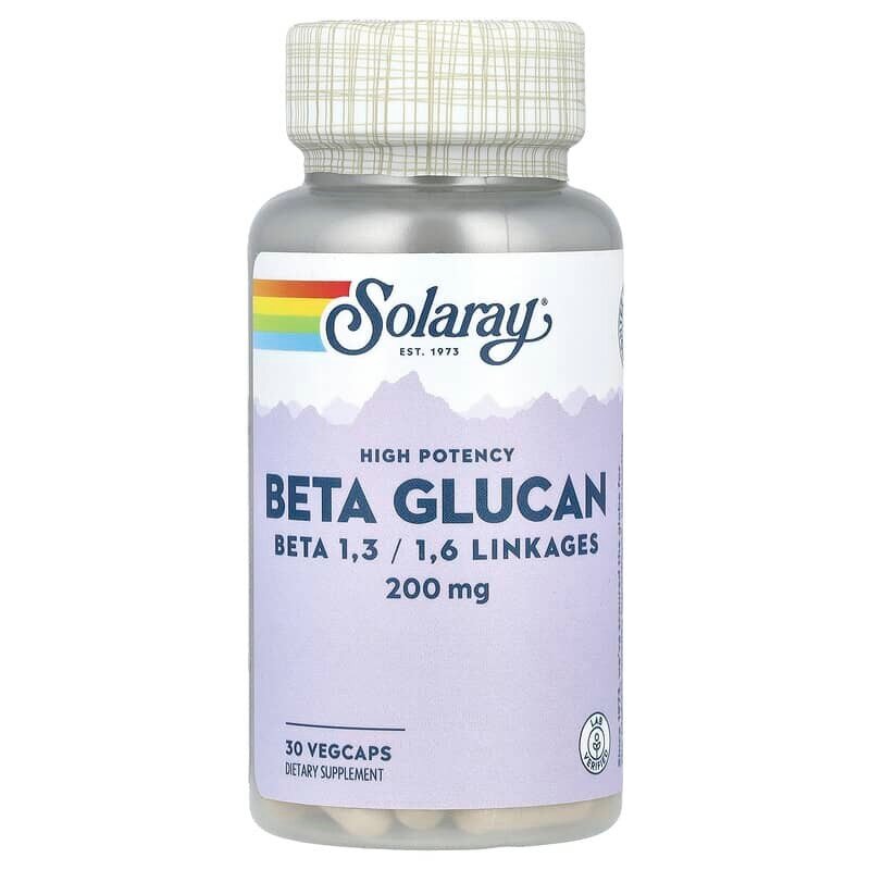 Бета-глюкан Solaray Beta Glucan 200 mg High Potency, 30 вегакапсул