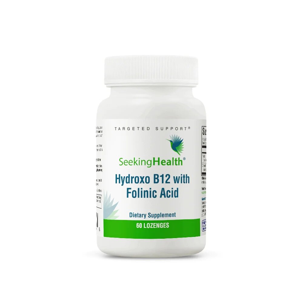 Вітамін В9, В12 Seeking Health Hydroxo B12 With Folinic Acid, 60 пастилок для підтримки нервової системи