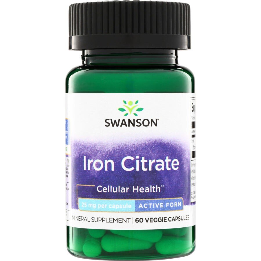 Залізо у формі цитрату Swanson Iron Citrate 25 mg, 60 вегакапсул