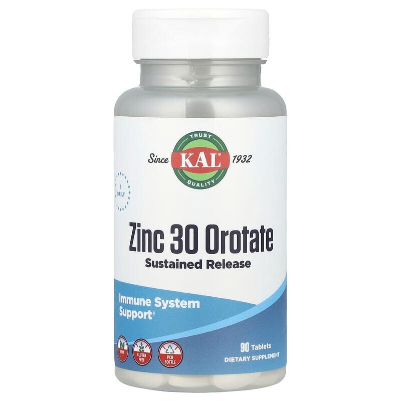 Цинк оротат KAL Zinc 30 Orotate Sustained Release, 90 таблеток