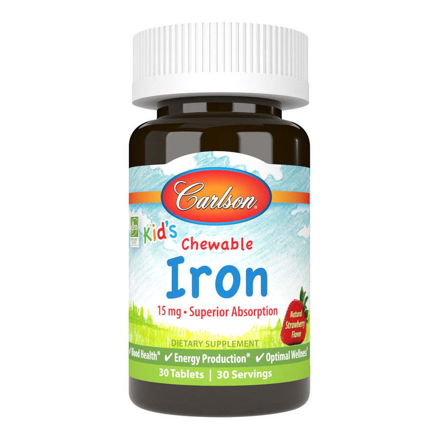 Вітаміни та мінерали Carlson Labs Kid's Chewable Iron, 30 таблеток - Полуниця
