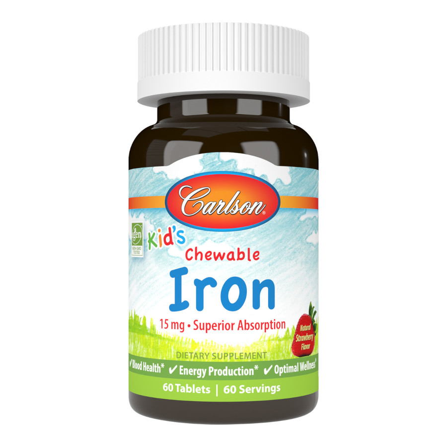 Вітаміни та мінерали Carlson Labs Kid's Chewable Iron, 60 таблеток - Полуниця