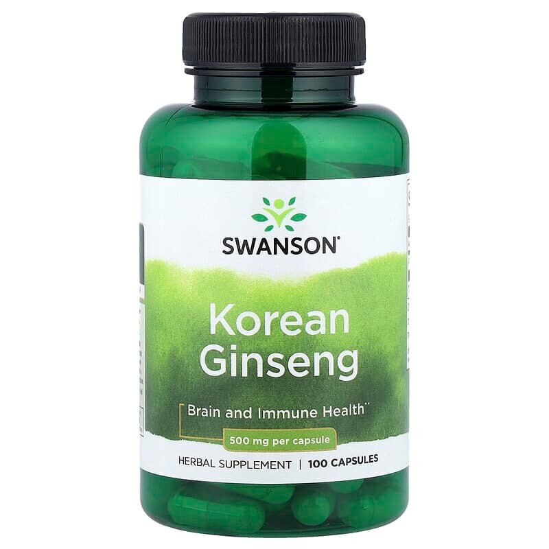 Корейський женьшень Swanson Korean Ginseng 500 mg, 100 капсул