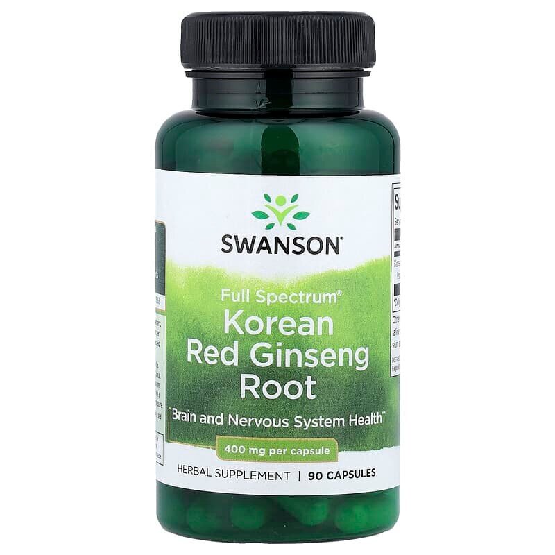 Корінь корейського червоного женьшеню Swanson Korean Red Ginseng Root 400 mg Full Spectrum, 90 капсул
