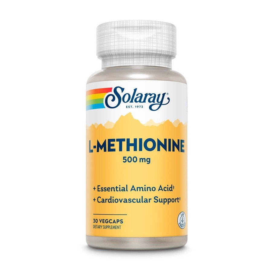 Незамінна амінокислота Solaray L-Methionine 500 mg, 30 вегакапсул
