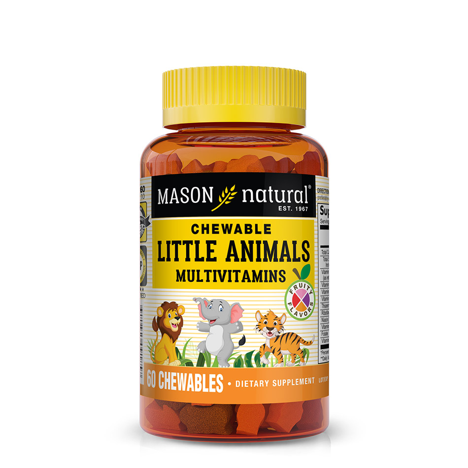 Вітаміни та мінерали Mason Natural Little Animals Multivitamins Chewable, 60 жувальних таблеток