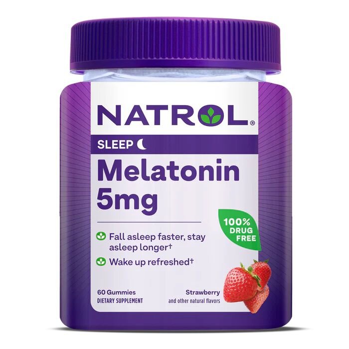 Мелатонін Natrol Melatonin 5 mg Gummies, 60 желейок - Полуниця для гарного сну