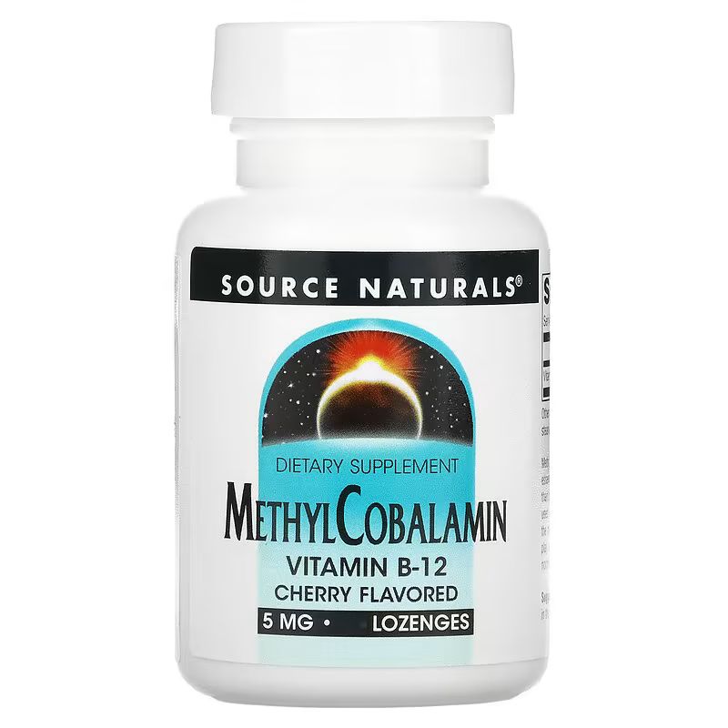 Вітаміни та мінерали Source Naturals Methylcobalamin 5 mg, 60 льодяників - Вишня