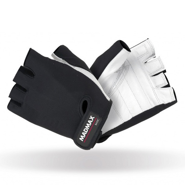 Рукавички для фітнесу MAD MAX Basic MFG 250, Black/White - L
