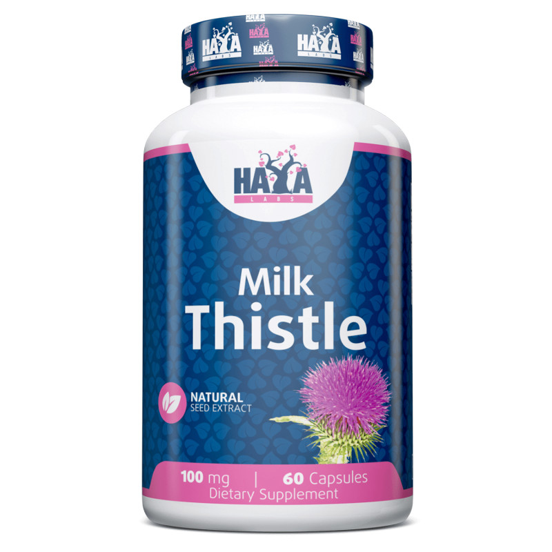 Екстракт розторопші Haya Labs Milk Thistle 100 mg, 60 капсул для підтримки травлення та печінки
