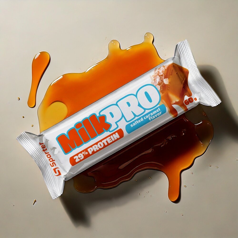 Батончик Sporter MilkPro 29%, 60 грам - Слабосолона карамель