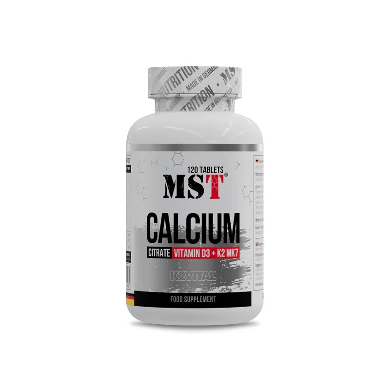 Вітаміни та мінерали MST Nutrition Calcium Citrate + Vitamin D3 + K2 MK7, 120 таблеток