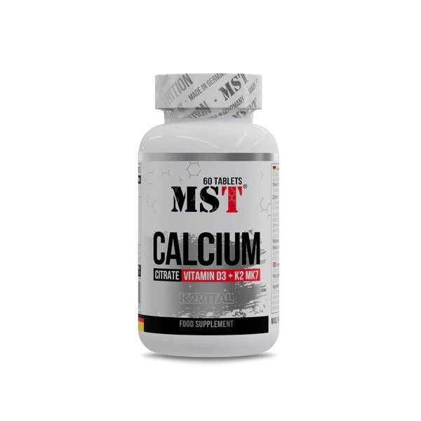 Вітаміни та мінерали MST Nutrition Calcium Citrate + Vitamin D3 + K2 MK7, 60 таблеток