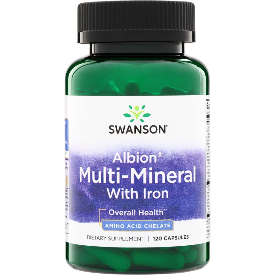 Мультимінеральний комплекс із залізом Swanson Albion Multi-Mineral with Iron, 120 капсул