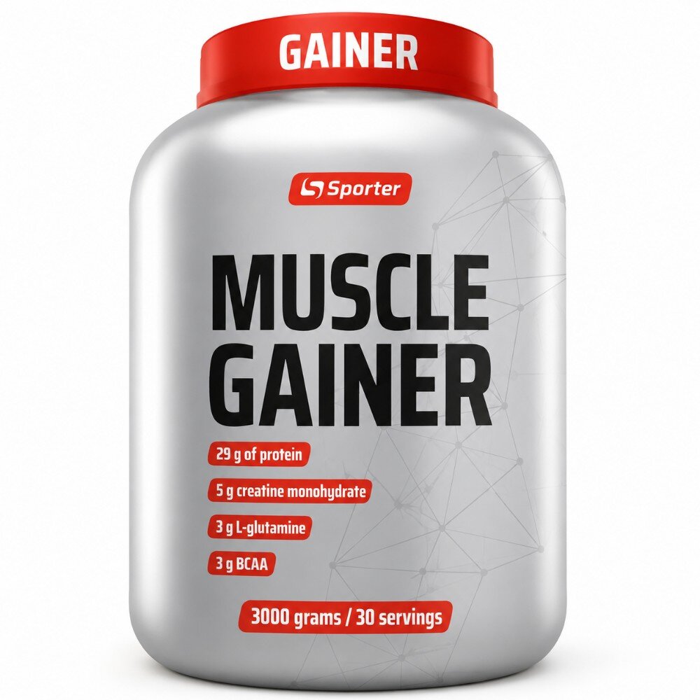 Гейнер Sporter Muscle Gainer, 3 кг - Ваніль