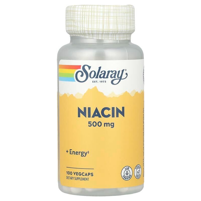 Вітамін B3 Solaray Niacin 500 mg, 100 вегакапсул