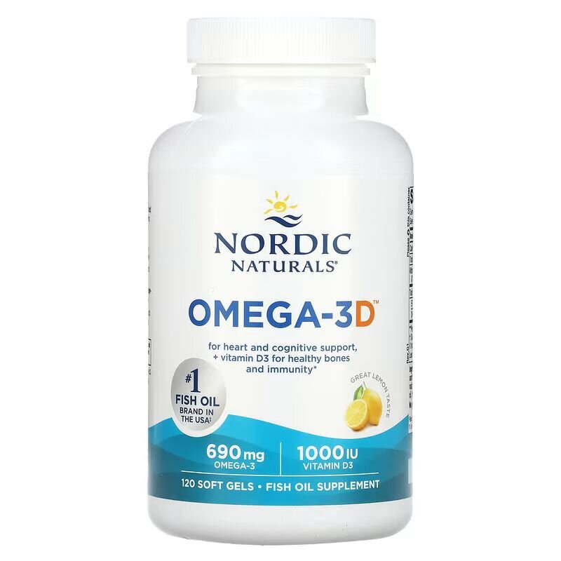 Жирні кислоти Nordic Naturals Omega-3D, 120 капсул - Лимон