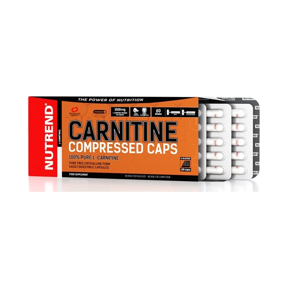 Карнітин тартрат Nutrend Carnitine Compressed Caps, 120 капсул для підтримки продуктивності та дієти