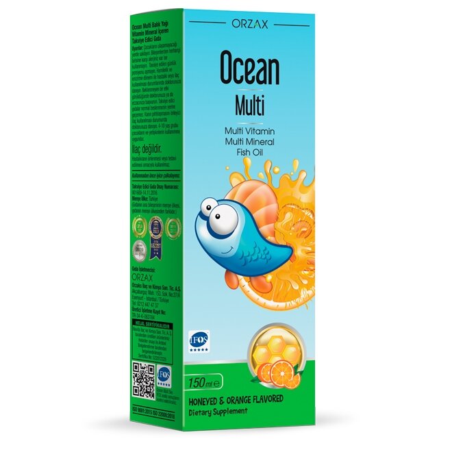 Рідкі вітаміни та мінерали для дітей Orzax Ocean Multi Syrup - Мед-апельсин з риб'ячим жиром