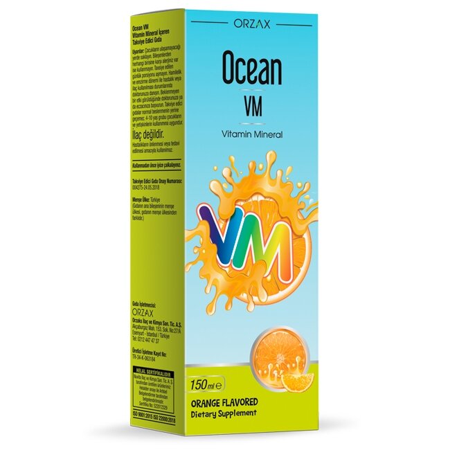 Рідкі вітаміни і мінерали Orzax Ocean VM, 150 мл - Апельсин