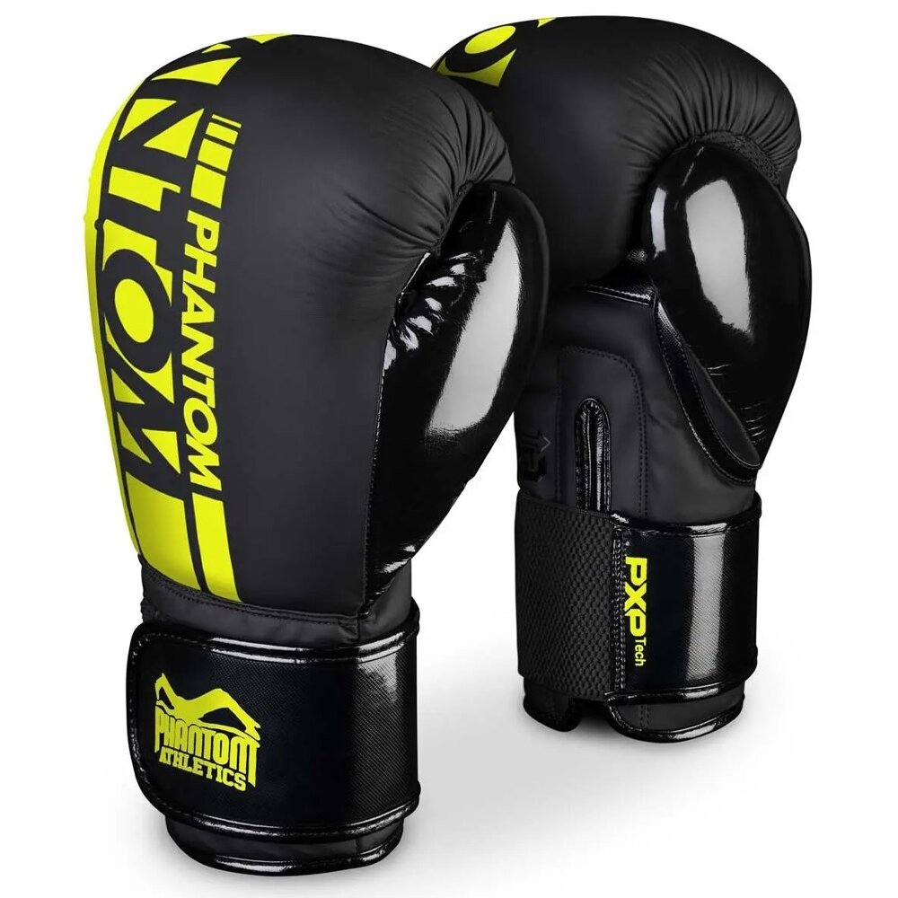 Рукавиці боксерські Phantom Athletic APEX Elastic, Black/Neon Yellow - 16 унцій