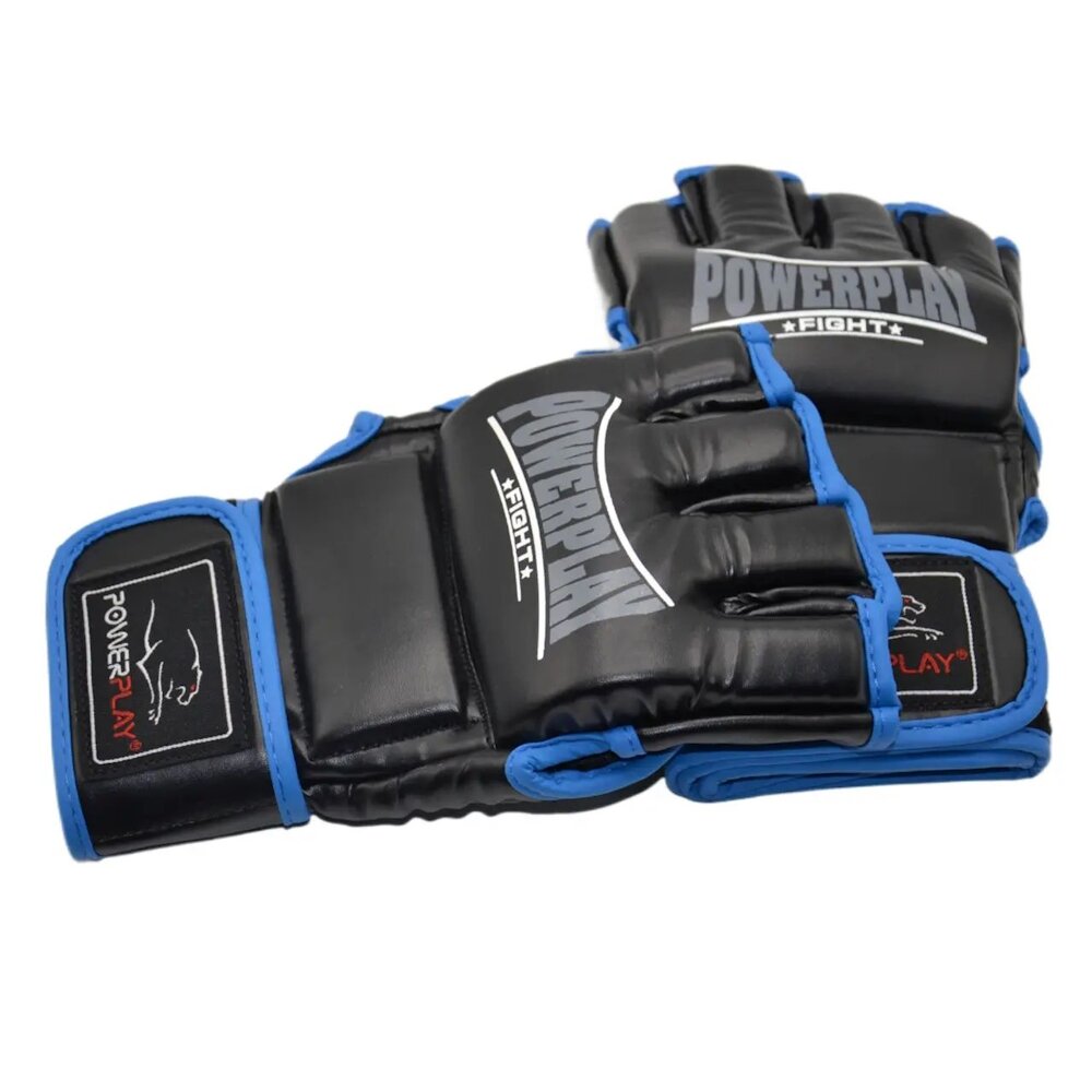 Рукавички для MMA Power Play 3058, Black/Blue - L