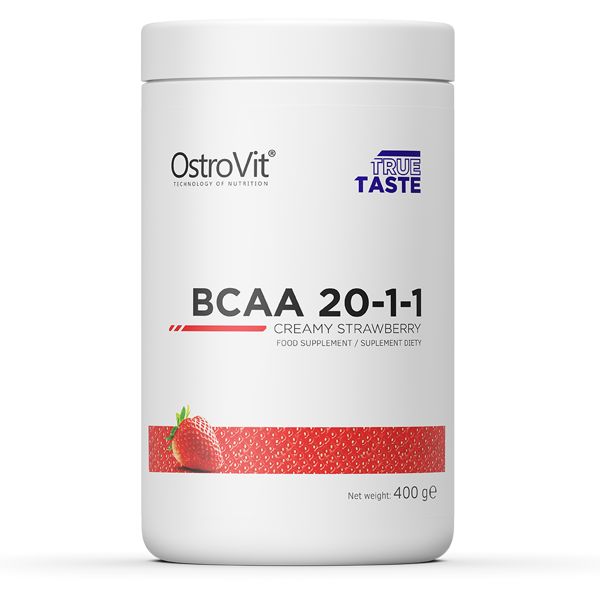 Амінокислота BCAA OstroVit BCAA 20-1-1, 400 грам - Полуничний крем