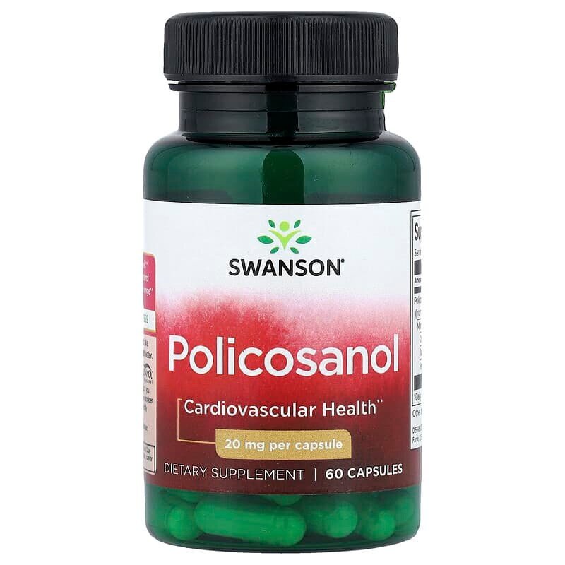 Полікозанол Swanson Policosanol 20 mg, 60 капсул
