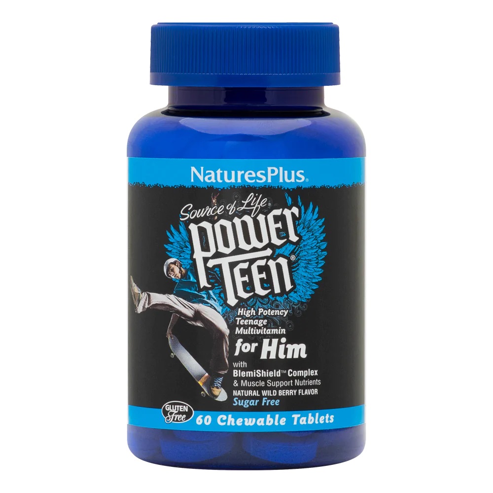 Вітаміни та мінерали Natures Plus Power Teen for Him, 60 жувальних таблеток - Лісова ягода