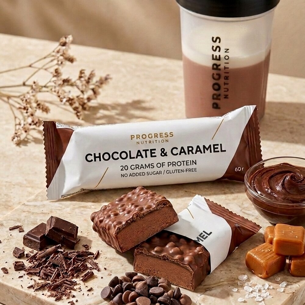 Батончик Progress Nutrition Protein Bar, 60 грам - Шоколад-карамель