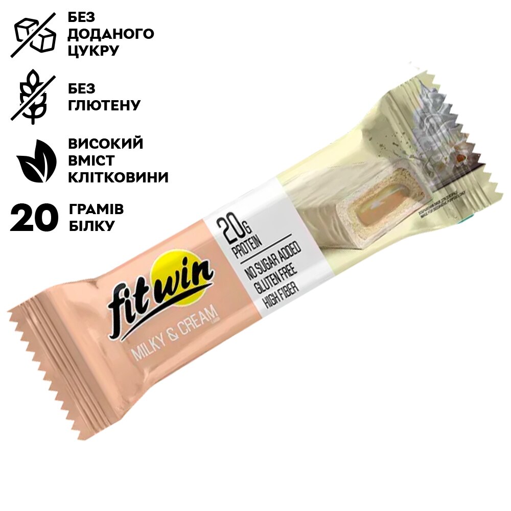Протеїновий батончик FitWin Protein Bar 33%, 60 грам - Молочно-вершковий з начинкою