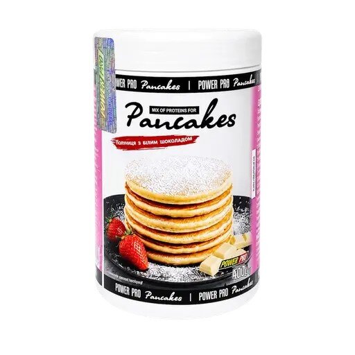 Протеїнова суміш для панкейків Power Pro Pancakes Protein, 400 грам - Білий шоколад-полуниця
