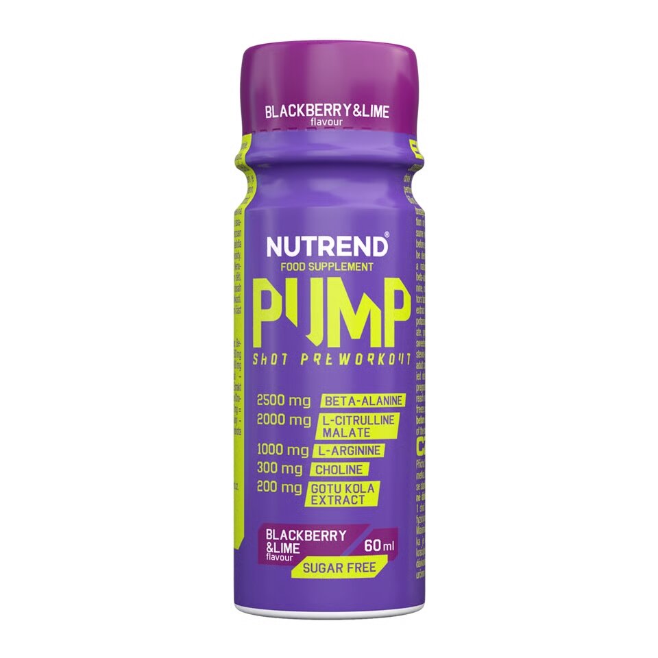 Передтренувальник без кофеїну Nutrend Pump Shot, 60 мл - Ожина-лайм