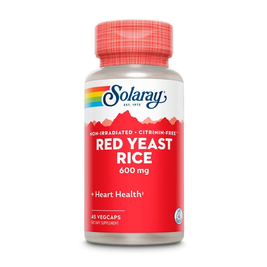 Червоний дріжджовий рис Solaray Red Yeast Rice 600 mg, 45 вегакапсул