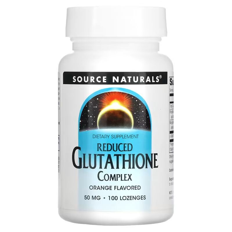 Натуральна добавка Source Naturals Reduced Glutathione Complex, 100 льодяників - Апельсин