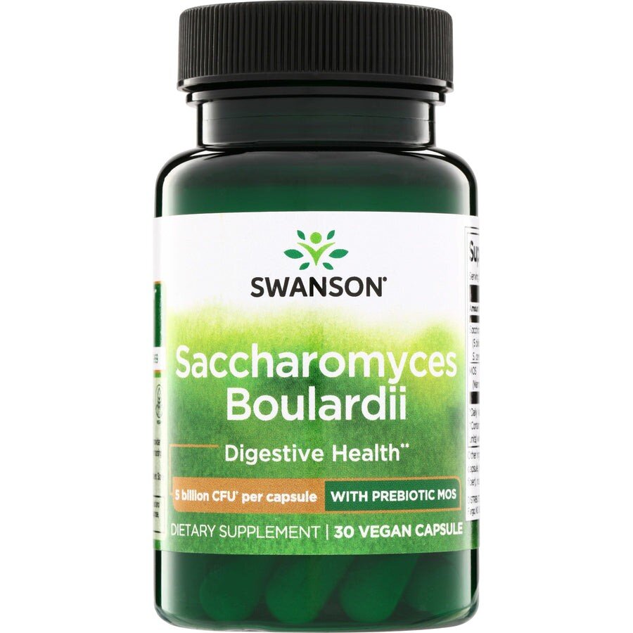 Пробіотичні дріжджі Swanson Saccharomyces Boulardii with Prebiotic MOS 5 Billion CFU, 30 вегакапсул