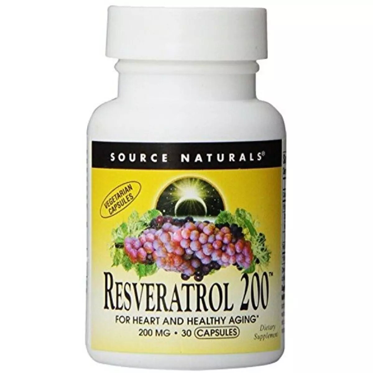 Ресвератрол Source Naturals Resveratrol 200 mg, 30 таблеток для захисту від стресів
