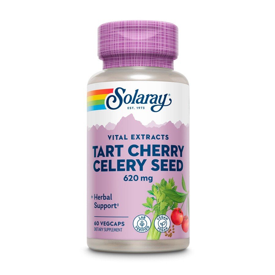 Комплекс терпкої вишні та насіння селери Solaray Tart Cherry & Celery Seed 620 mg, 60 вегакапсул