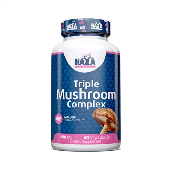 Натуральна добавка Haya Labs Triple Mushroom Complex, 60 вегакапсул
