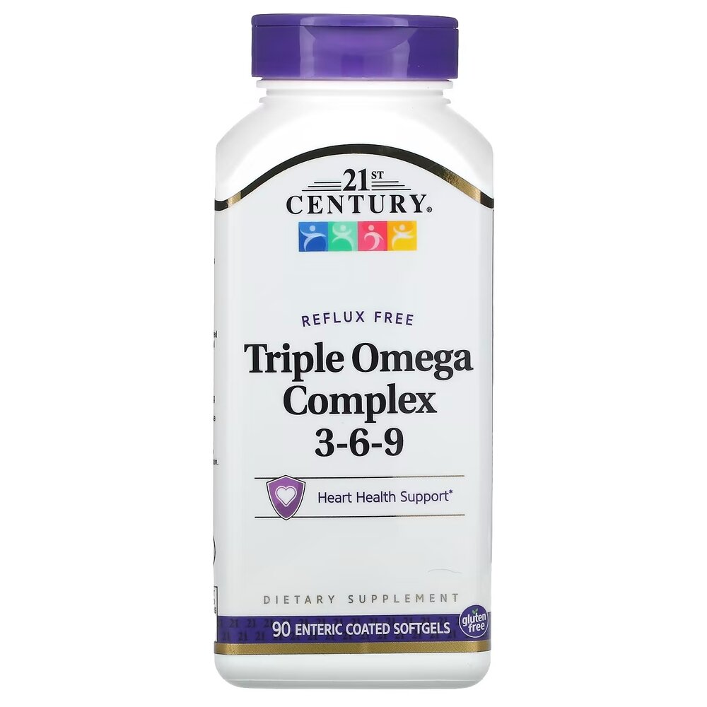 Жирні кислоти 21st Century Triple Omega Complex 3-6-9, 90 капсул