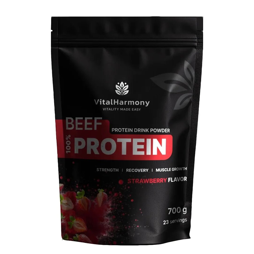 Яловичий гідролізат VitalHarmony Beef Protein, 700 грам - Полуниця